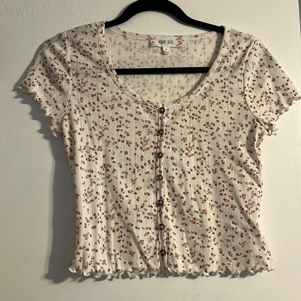 Pink Rose baby doll crop top size medium